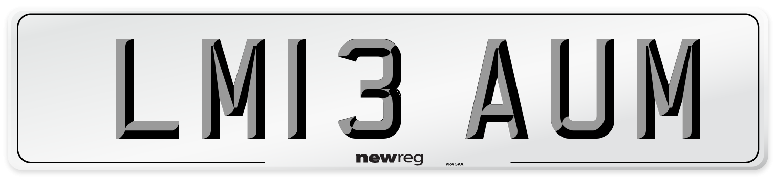 LM13 AUM Number Plate from New Reg